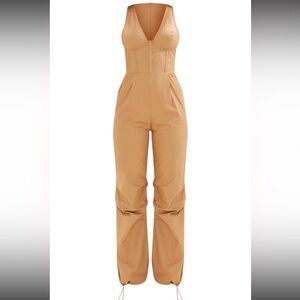 Camel Woven Underwired Jumpsuit - Size 6